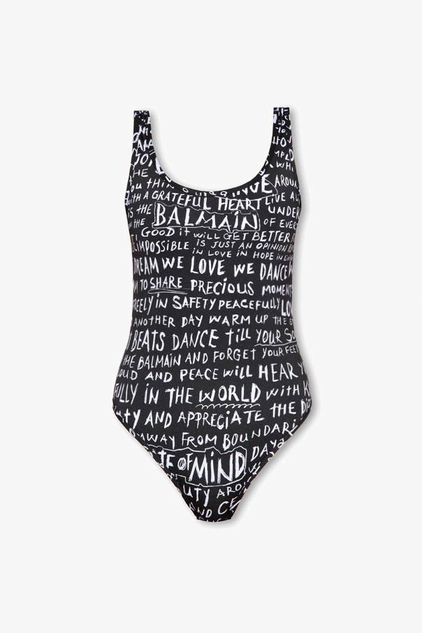 Balmain Kritzel-Print One-piece swimsuit