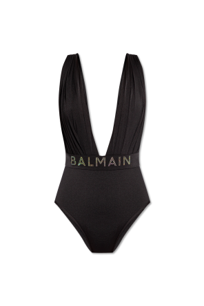 One-piece swimsuit with logo