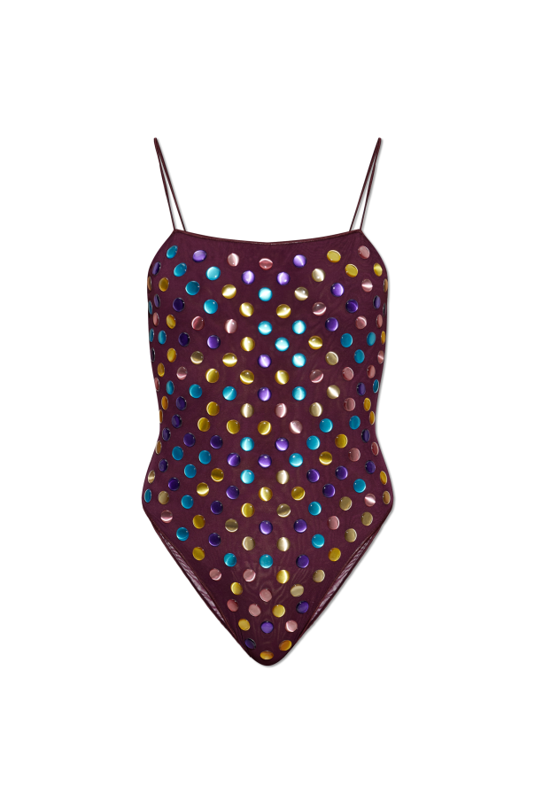 One-piece swimsuit with colorful appliqués od Oseree