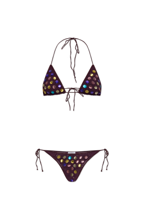 Two-piece swimsuit with appliqués