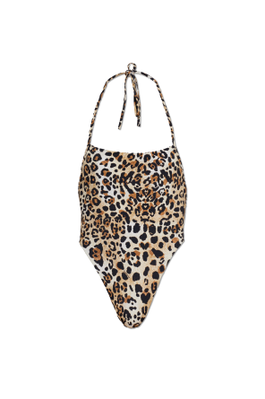 One-piece swimsuit with animal print
