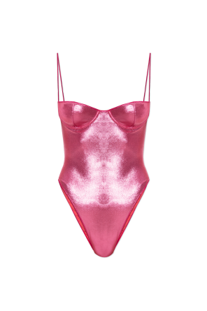 Einteiliger Badeanzug mit metallischem Finish