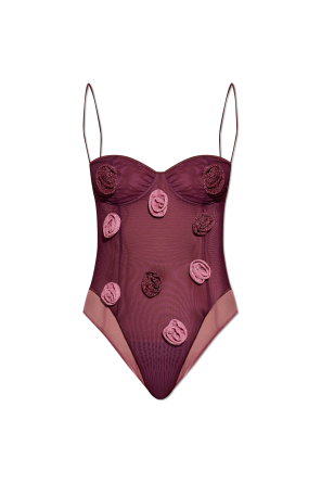 One-piece swimsuit with lurex thread
