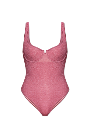One-piece swimsuit with lurex thread