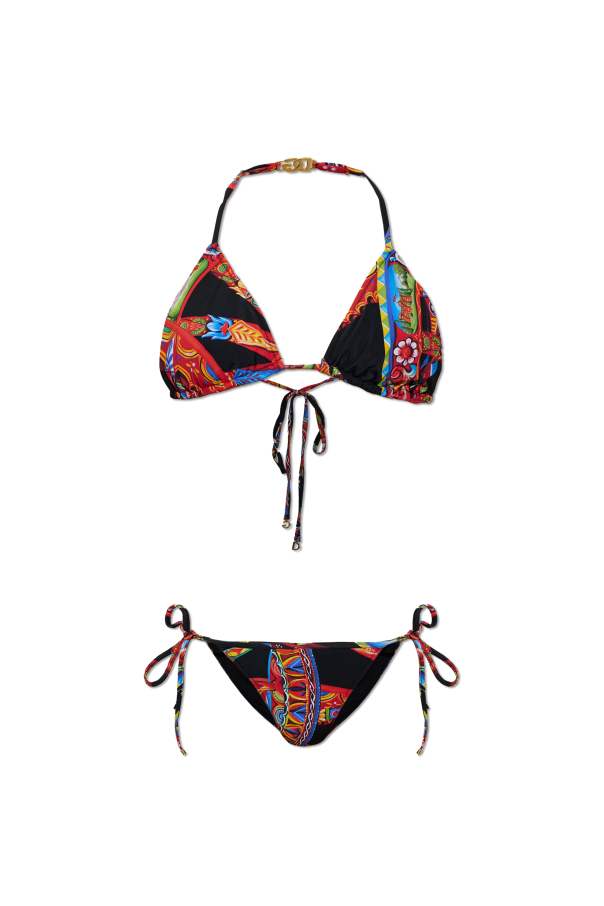 Two-piece swimsuit with 'Carretto' print od Dolce & Gabbana
