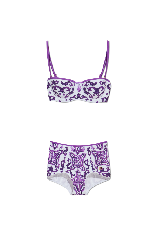 Two-piece swimsuit with "Majolica" print od Dolce & Gabbana