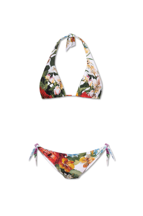 Two-piece swimsuit with floral motif