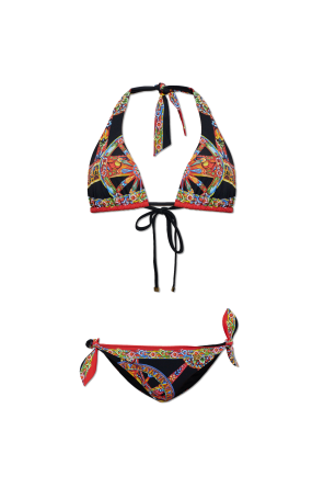 Two-piece swimsuit with "Carretto" print
