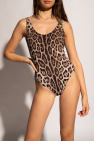 Dolce & Gabbana BROWN One-piece swimsuit w/ animal motif