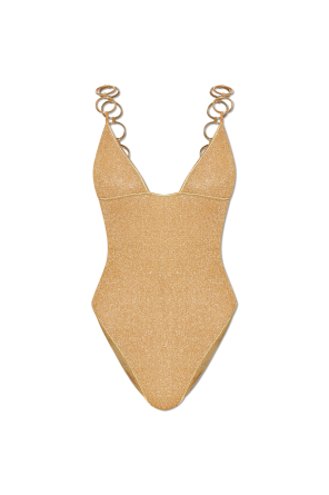One-piece swimsuit with lurex thread