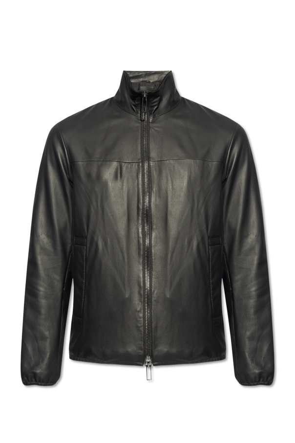 Leather jacket with stand-up collar od Emporio Armani