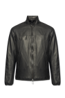 Emporio Armani Leather jacket with stand-up collar