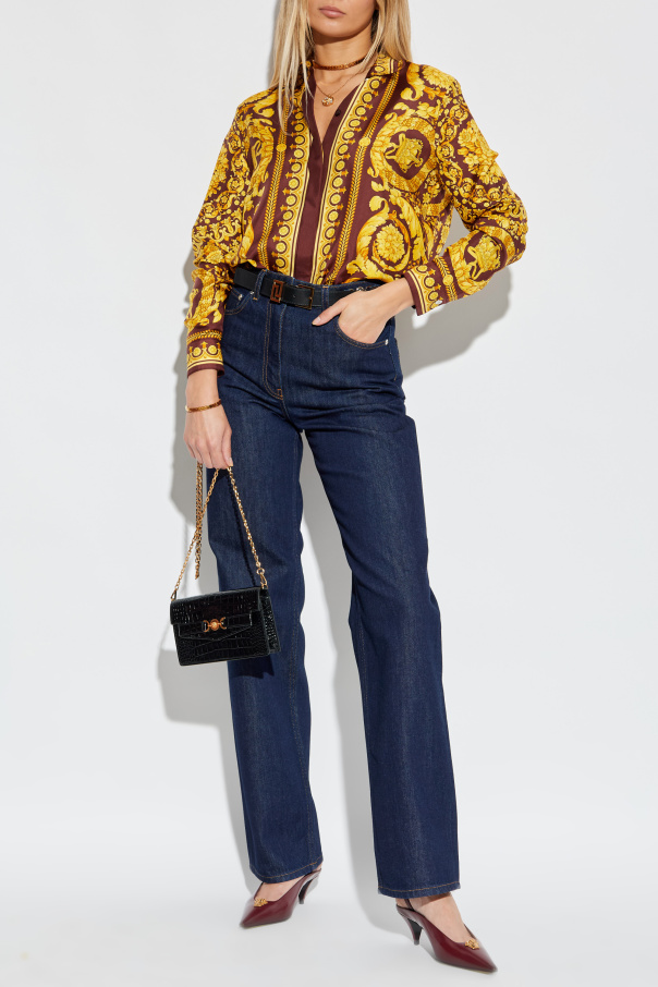 Versace Camisa de seda con estampado "barocco"