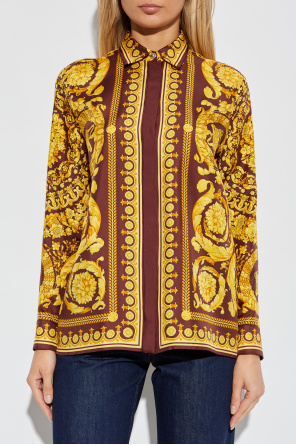 Versace Camisa de seda con estampado "barocco"