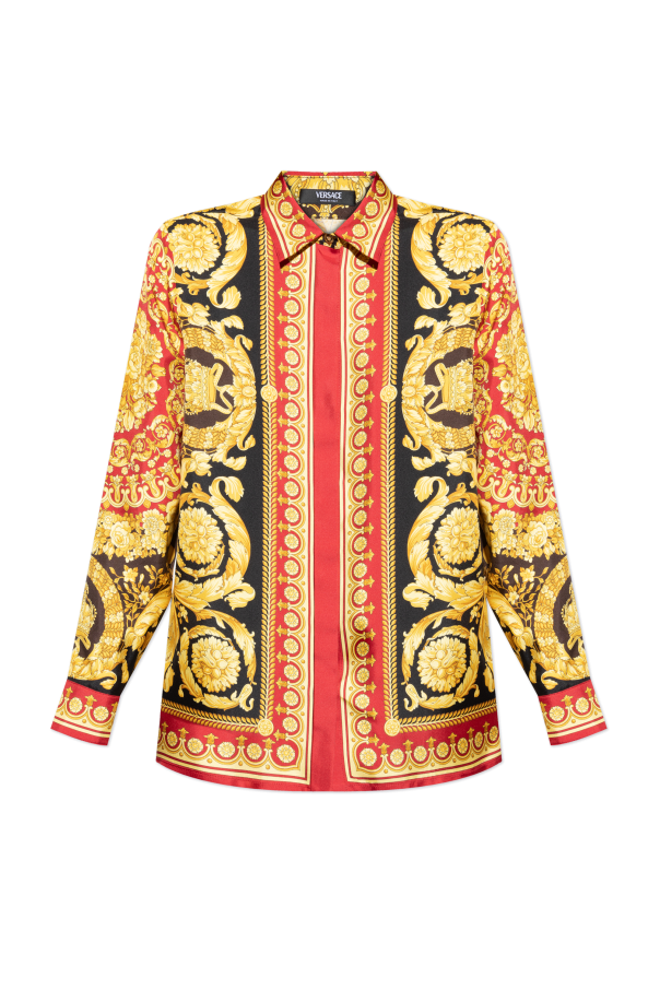 Silk shirt with "Barocco" print od Versace