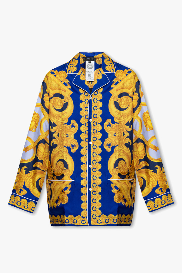 Versace Gucci Kids embroidered logo long-sleeve cotton shirt