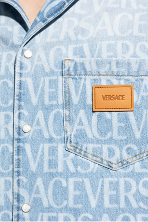 Versace Jeansowa koszula z krótkimi rękawami