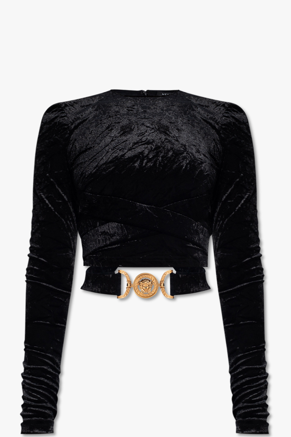 Versace Cropped top with long sleeves