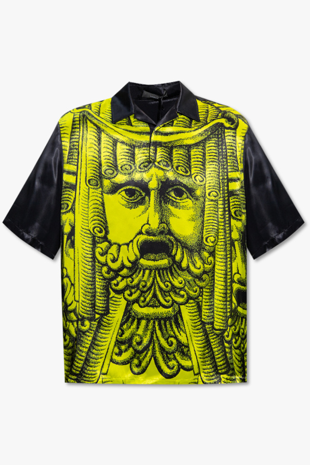 Versace linen Polo shirt with baroque print