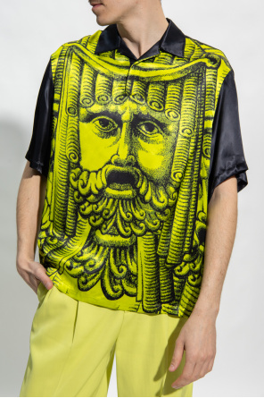 Versace linen Polo shirt with baroque print