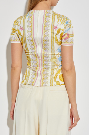 Versace Top with decorative draping and a safety pin