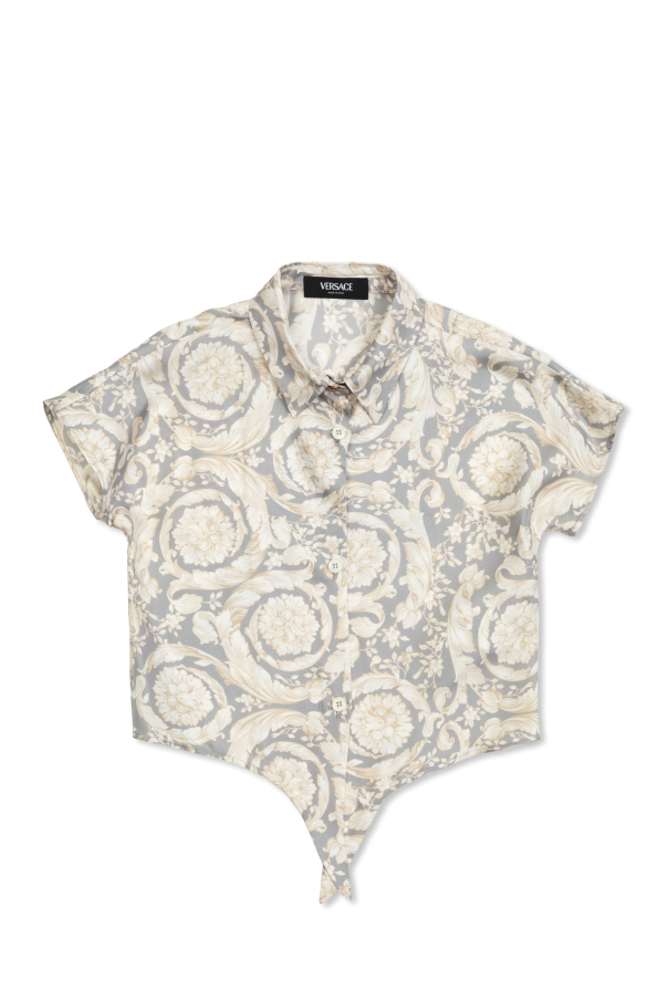 Silk shirt with Barocco print od Versace Kids