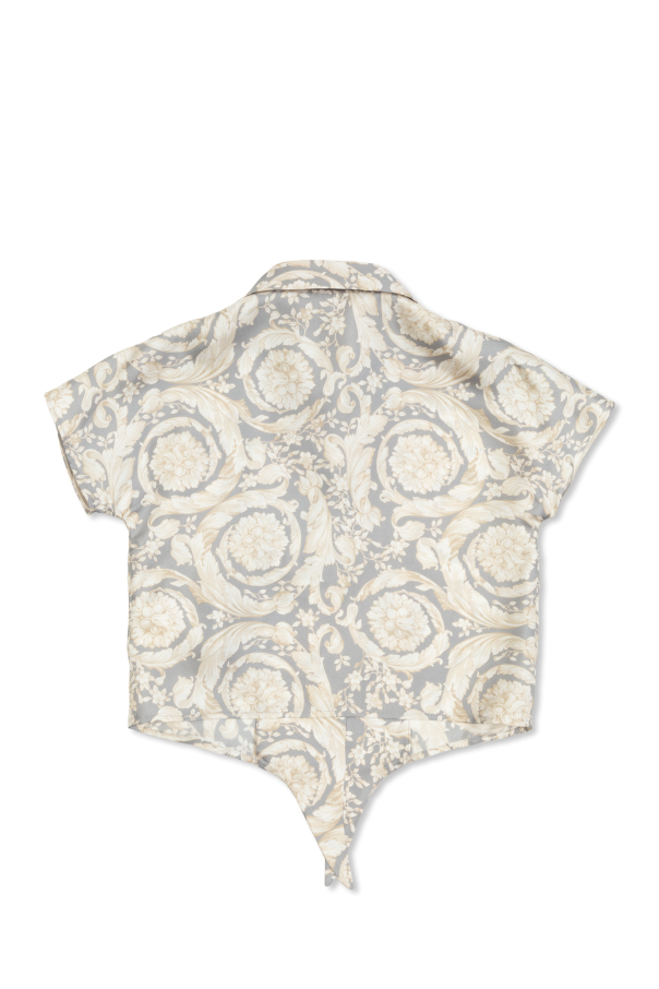 Versace Kids Camisa de seda con estampado Barocco