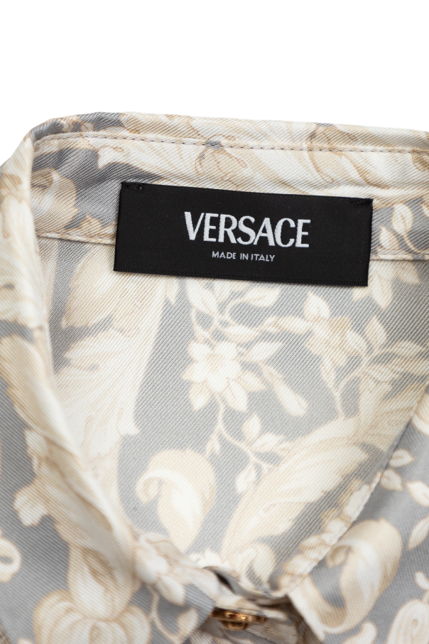 Versace Kids Camisa de seda con estampado Barocco