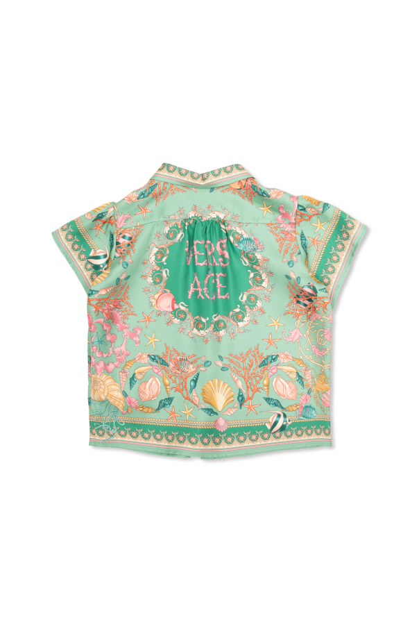 Versace Kids Camisa de seda con estampado