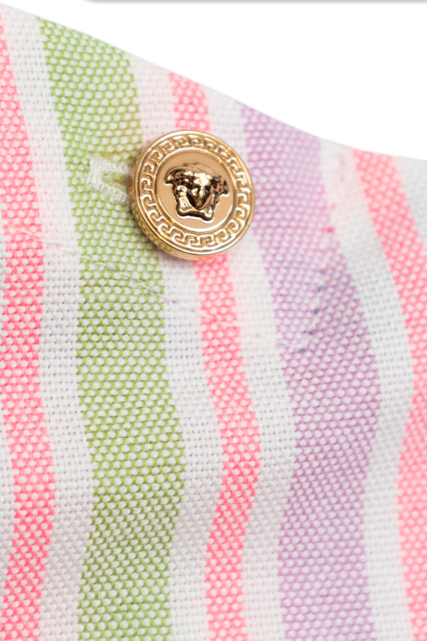 Versace Kids Top corto con estampado a rayas