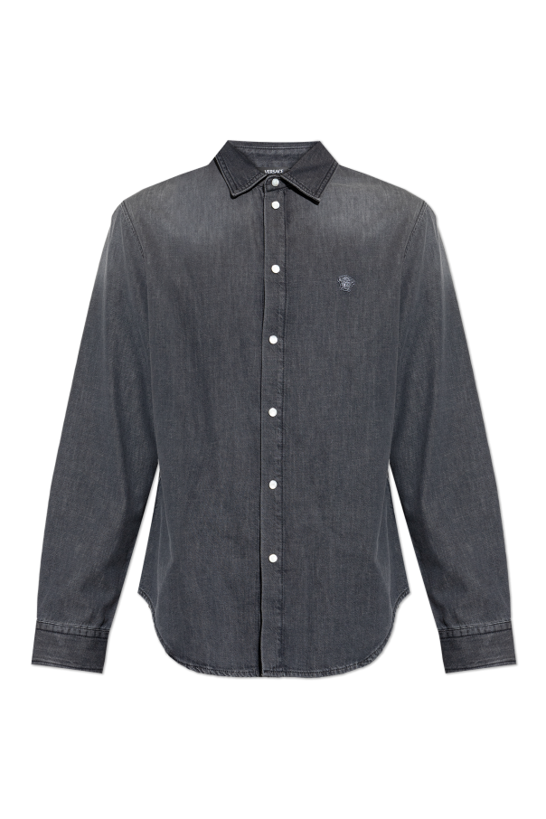 Denim shirt with patch od Versace