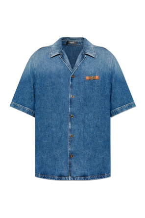 Denim shirt with short sleeves