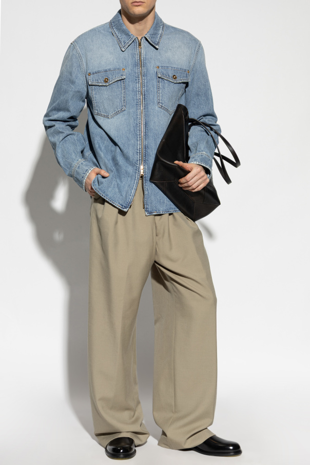 Versace Camisa de ganga com efeito 'vintage'