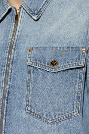 Versace Camisa de ganga com efeito 'vintage'