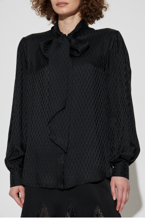 Versace Blusa de seda con lazo decorativo en el escote