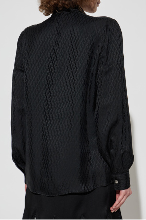 Versace Blusa de seda con lazo decorativo en el escote