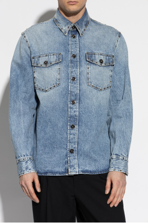 Versace Camisa de ganga com tachas