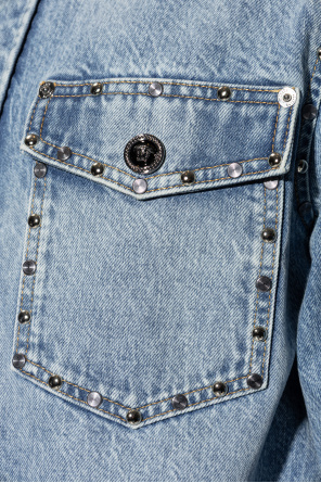 Versace Camisa de ganga com tachas