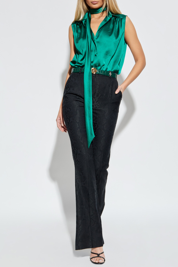 Versace Top mit dekorativem Bindeband am Ausschnitt