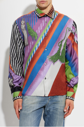 Versace Camisa de seda com estampado "Formula 6"