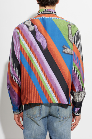 Versace Camisa de seda com estampado "Formula 6"