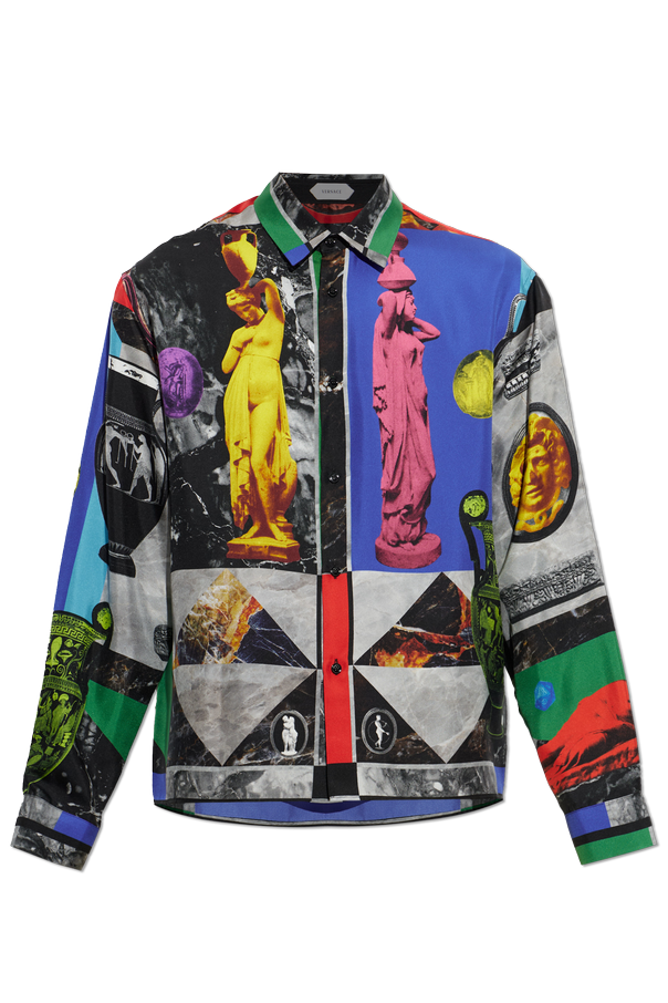 Silk shirt with 'Geo Collage' print od Versace
