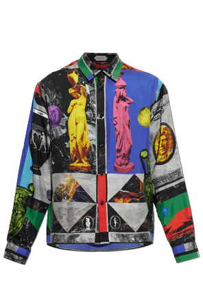 Camisa de seda con estampado "Geo Collage"