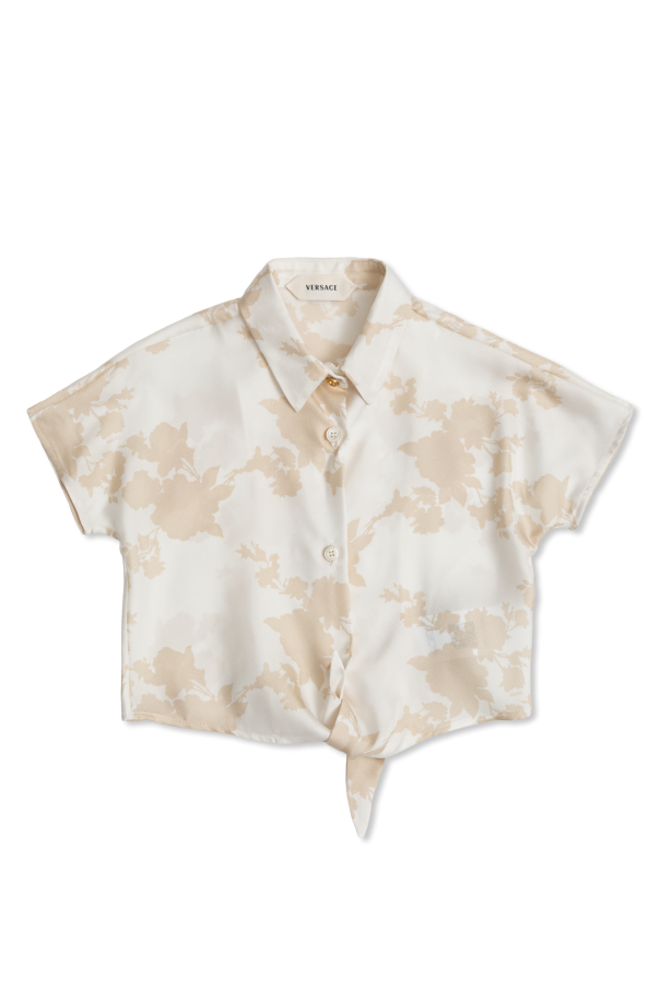 Silk top with floral motif od Versace Kids