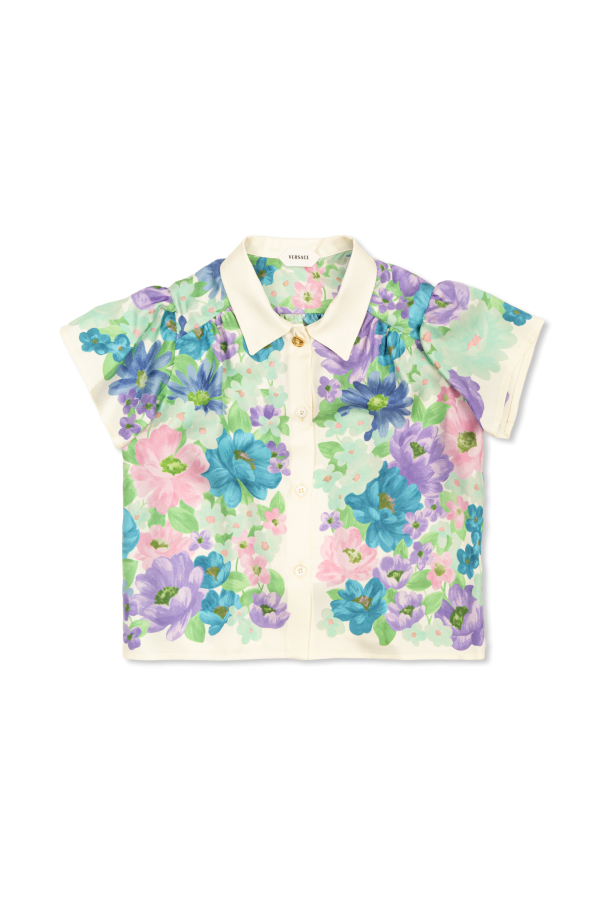 Silk shirt with floral motif od Versace Kids