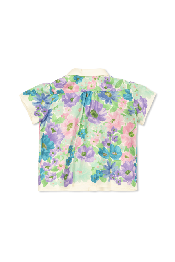 Versace Kids Silk shirt with floral motif