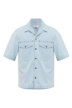 Denim short-sleeved shirt