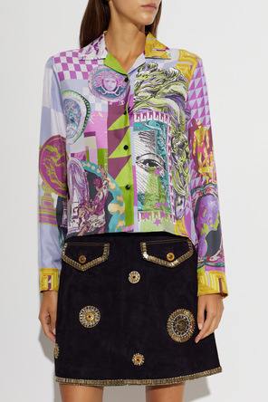 Versace Jedwabna koszula z nadrukiem