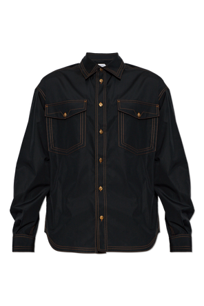Black Shirt with Contrasting Topstitching by Versace