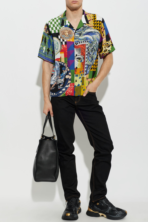 Versace Camisa de seda con estampado "Medusa Collage"